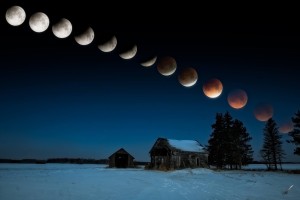 The super, blue, blood moon captured in stills at is arcs across the morning sky in Virginia, Minnesota on 31 January, 2018.  Photo Matt Herberg (https://mattherbergphotography.shootproof.com) 